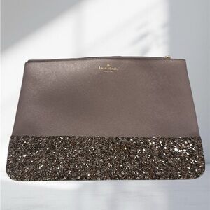 Kate Spade Taupe and Glitter Pouch EUC
